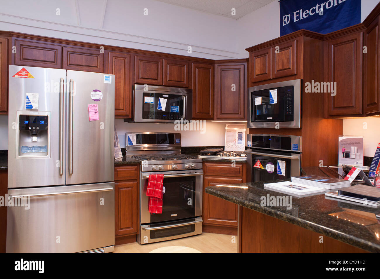 Modern kitchen display hardware store hires stock photography and