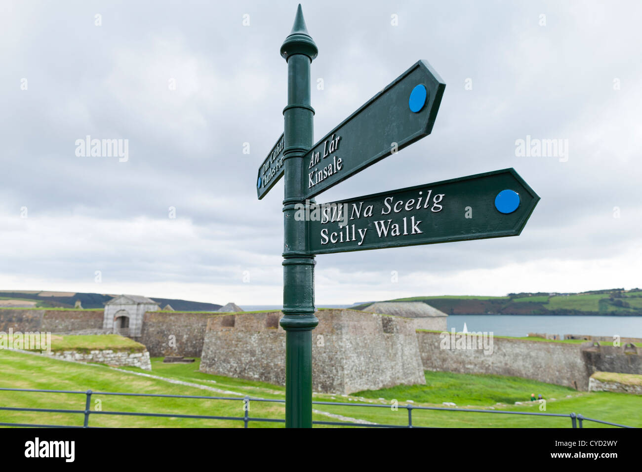 Direction signs at Charlesfort in Summercove, Kinsale, County Cork, Ireland Stock Photo