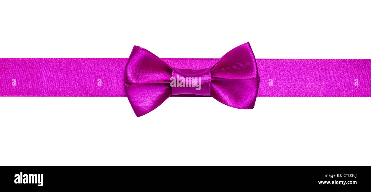 Purple ribbon with bow isolated on white background Stock Photo - Alamy