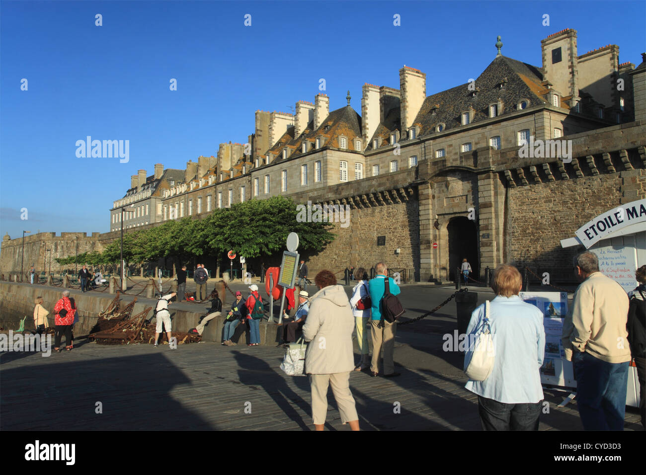 People waiting ferry to Dinan from St Malo Stock Photo
