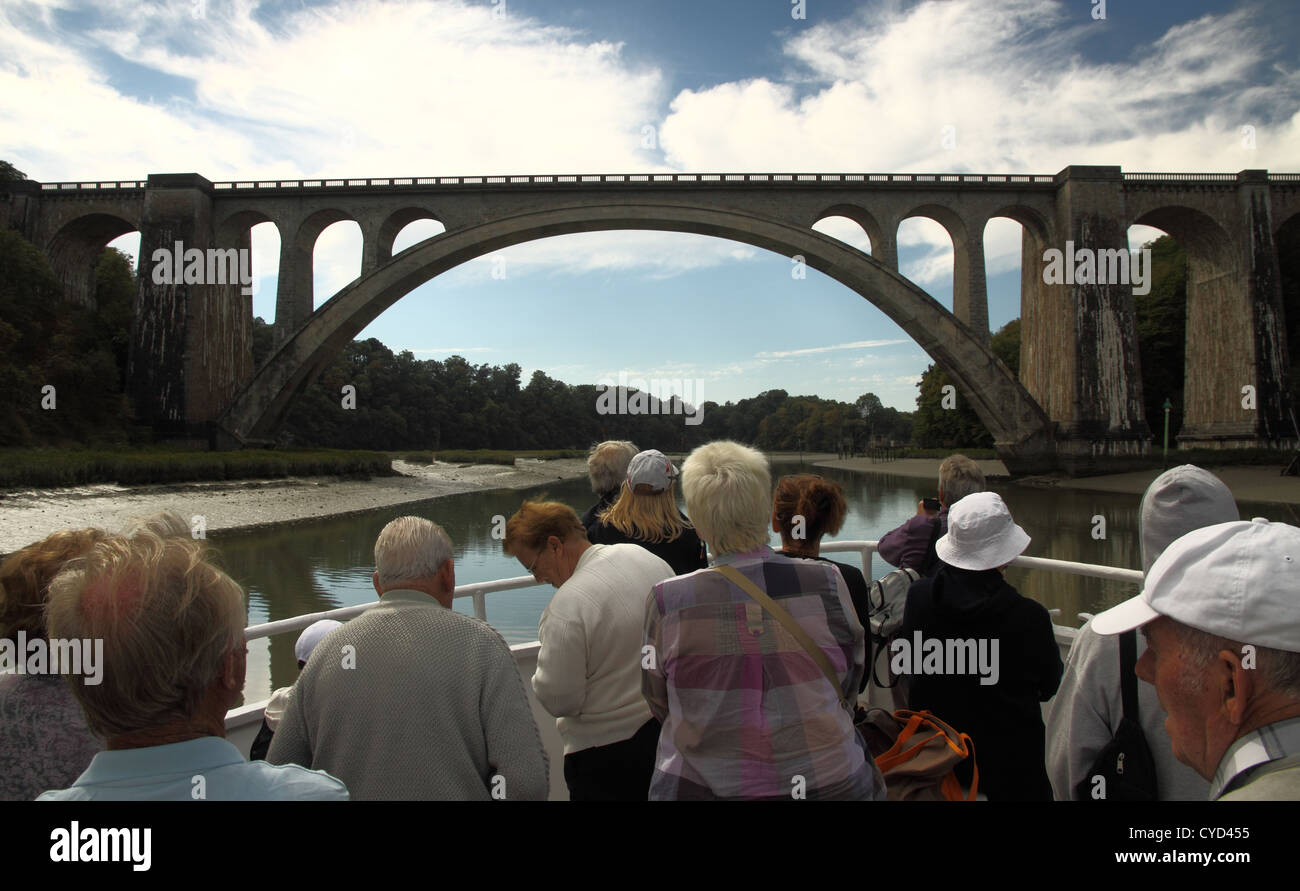 Pleasure boat trip on the river Rance Dinan France Stock Photo