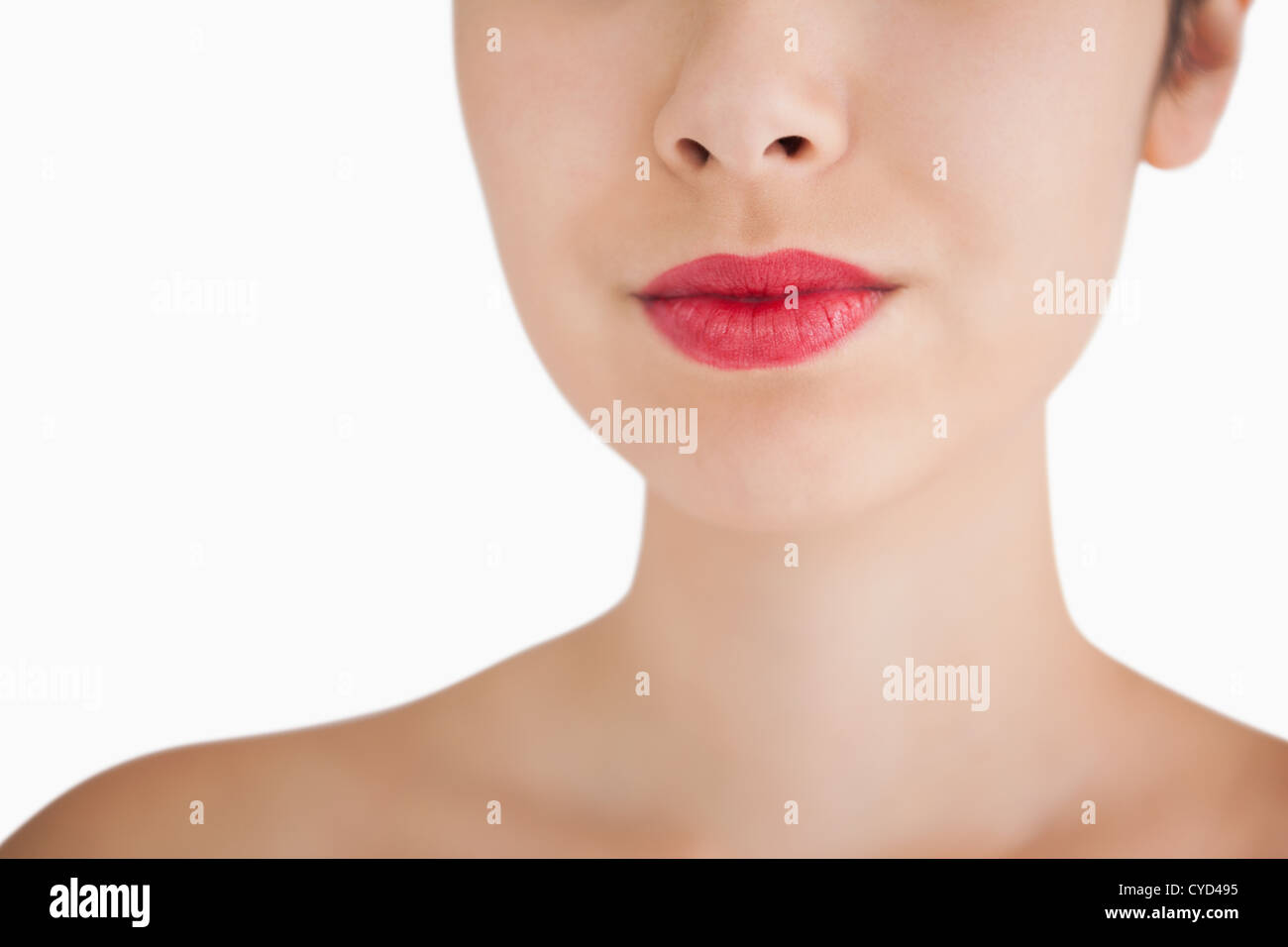 Woman wearing red lipstick Stock Photo