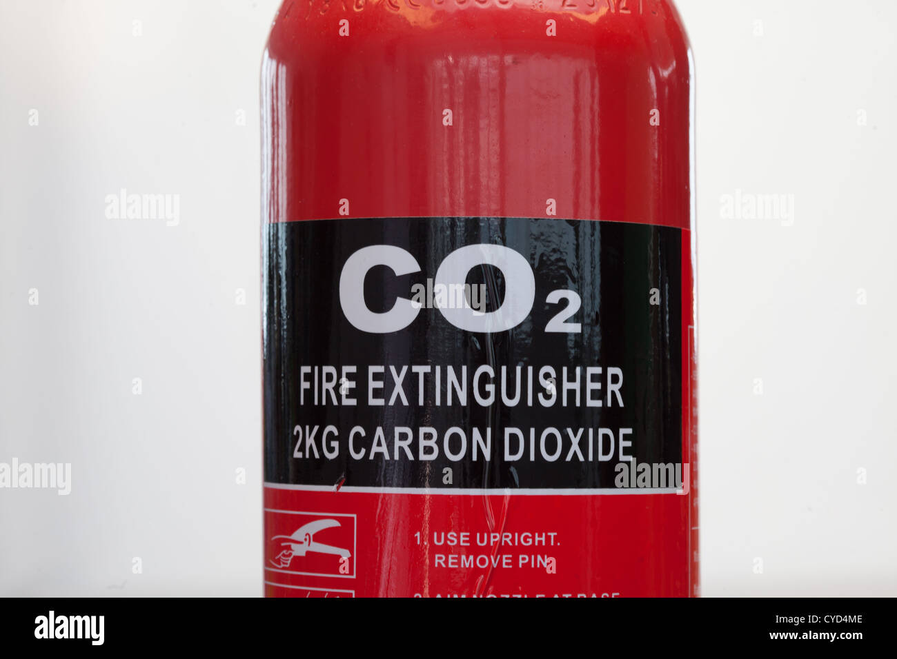 Carbon dioxide fire extinguisher close up Stock Photo