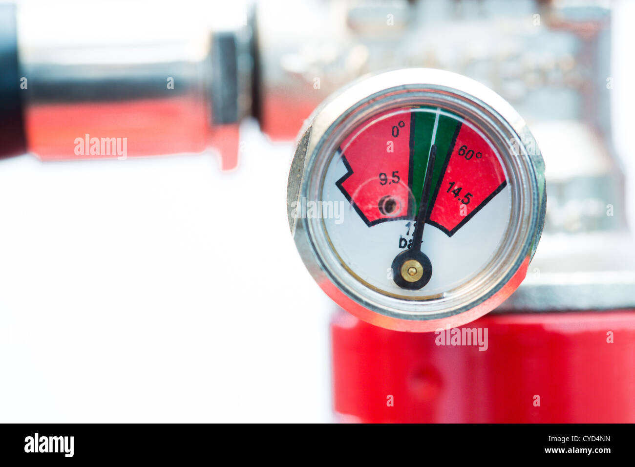Close up of gauge on fire extinguisher Stock Photo Alamy