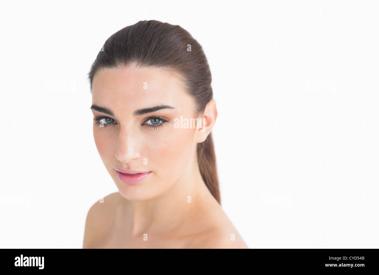 Brunette looking natural Stock Photo