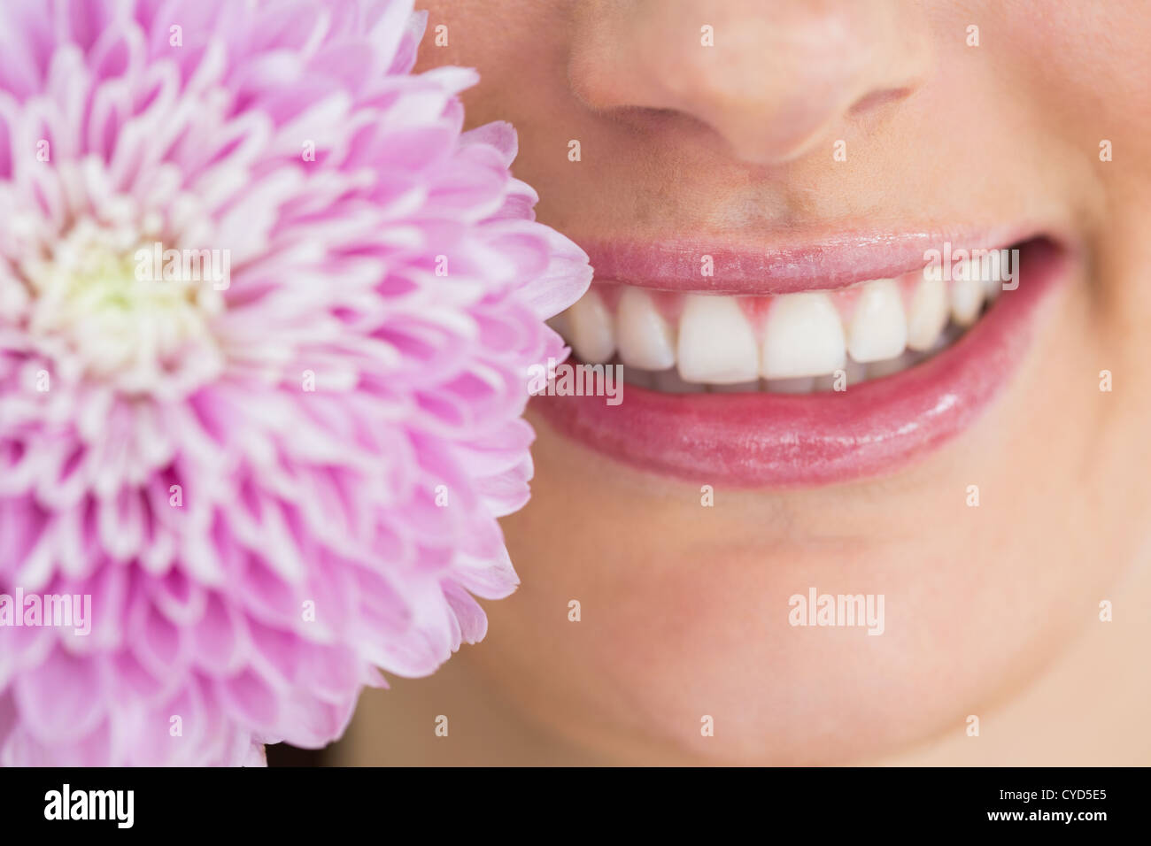 Woman with white smile Stock Photo