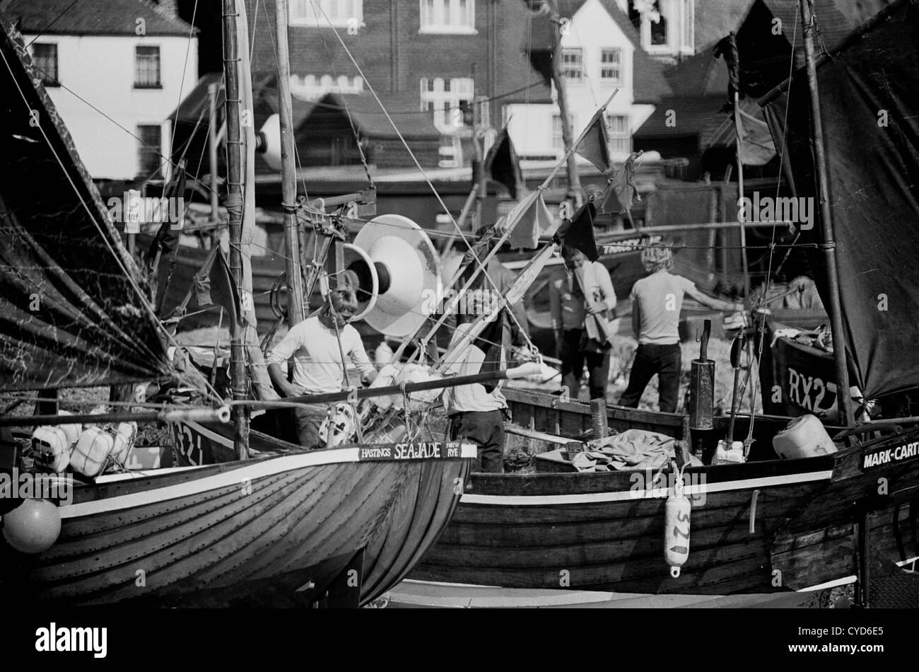 One of a set of 6 pictures of Hastings fishing fleet taken in 1980 with