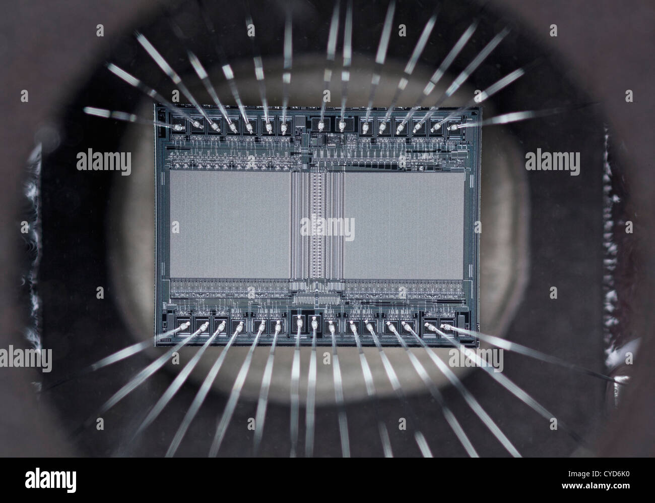 Eprom memory chip with connecting silver wires Stock Photo