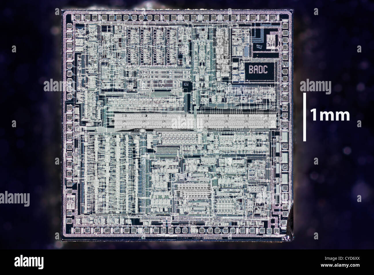 Silicon chip, integrated circuit, from a hard disk drive VLSI DIE around 1995 vintage Stock Photo