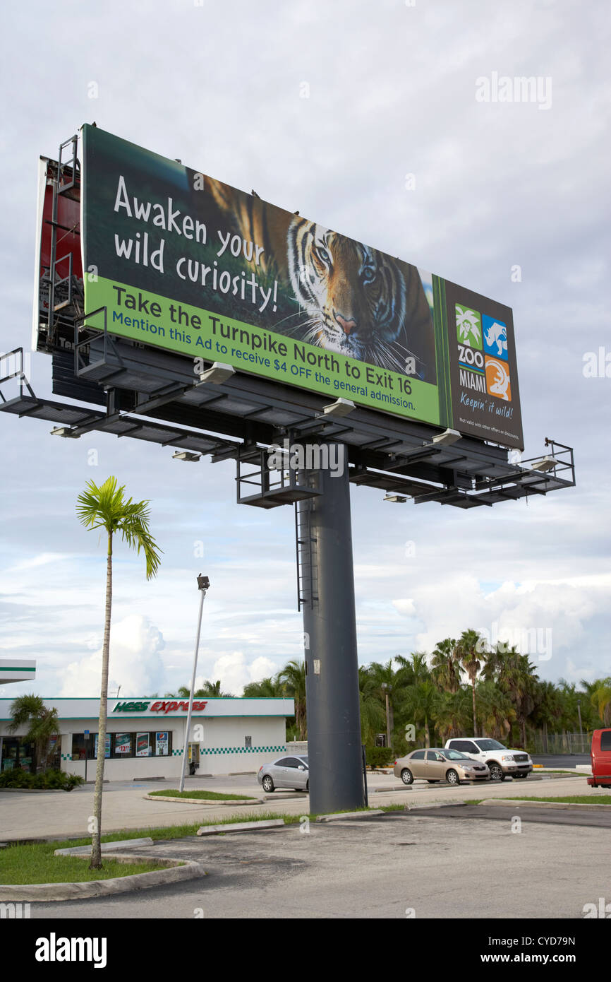 large advertising sign highway billboard gantry florida city usa Stock Photo