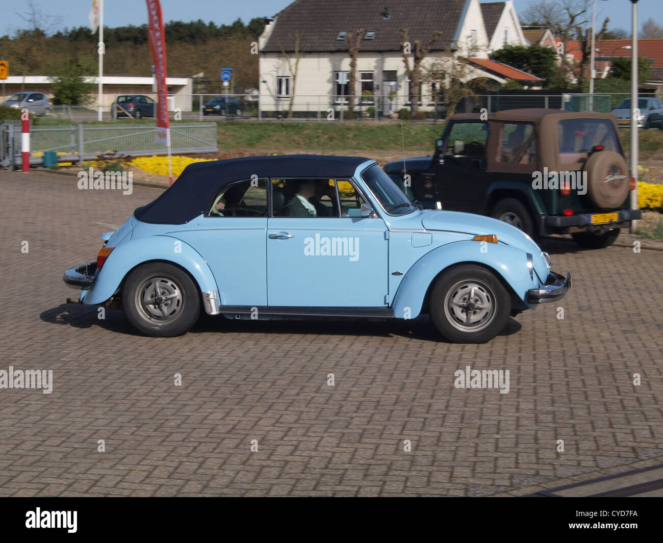 Light blue vw beetle Stock Photo Alamy