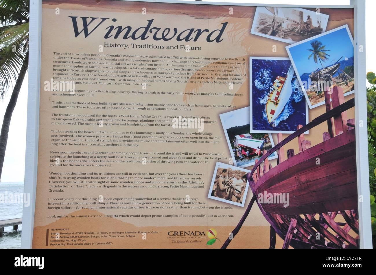 Grenada Board of Tourism Information Sign outlining the history