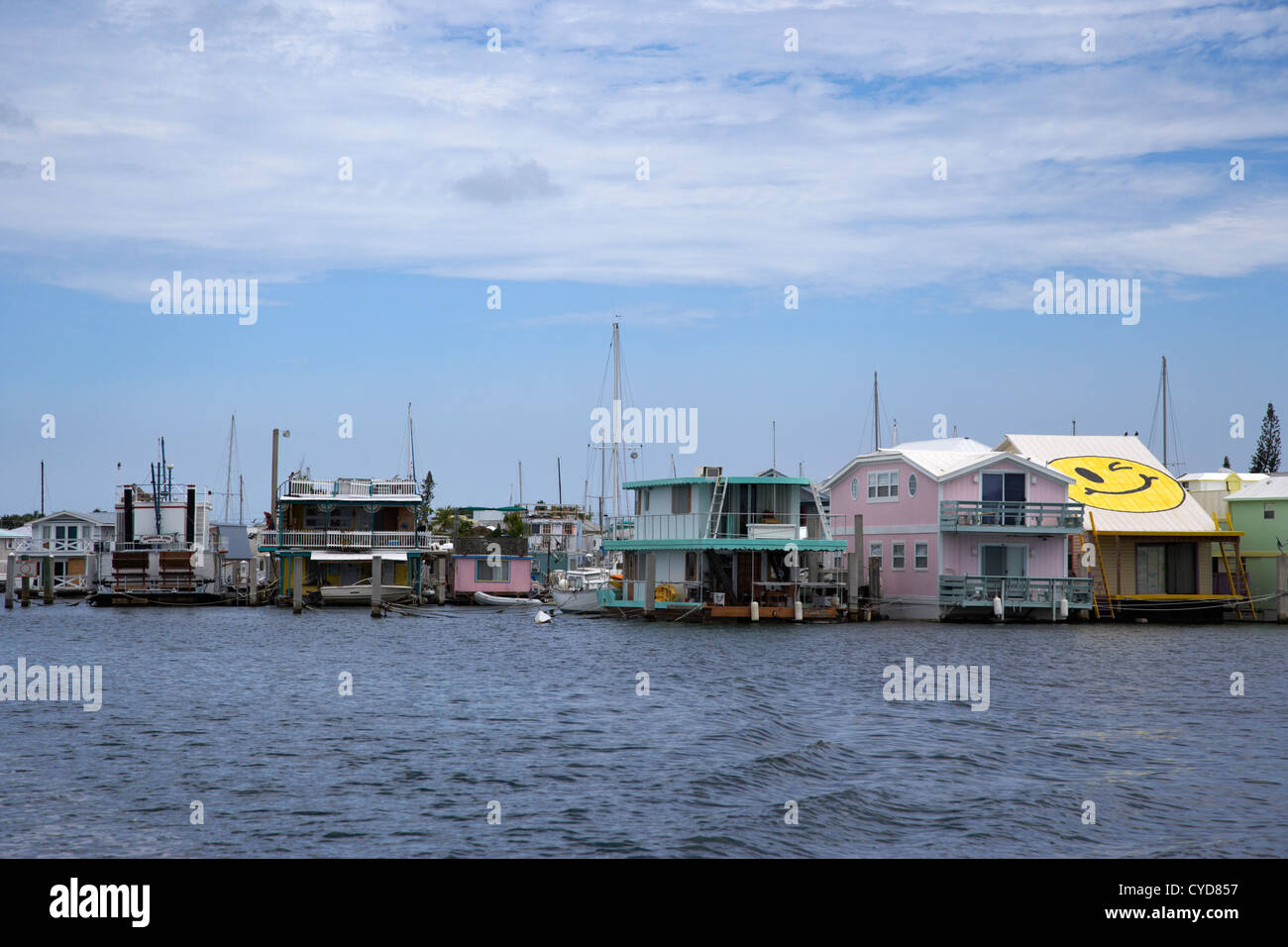 floating homes key west harbor florida usa Stock Photo Alamy