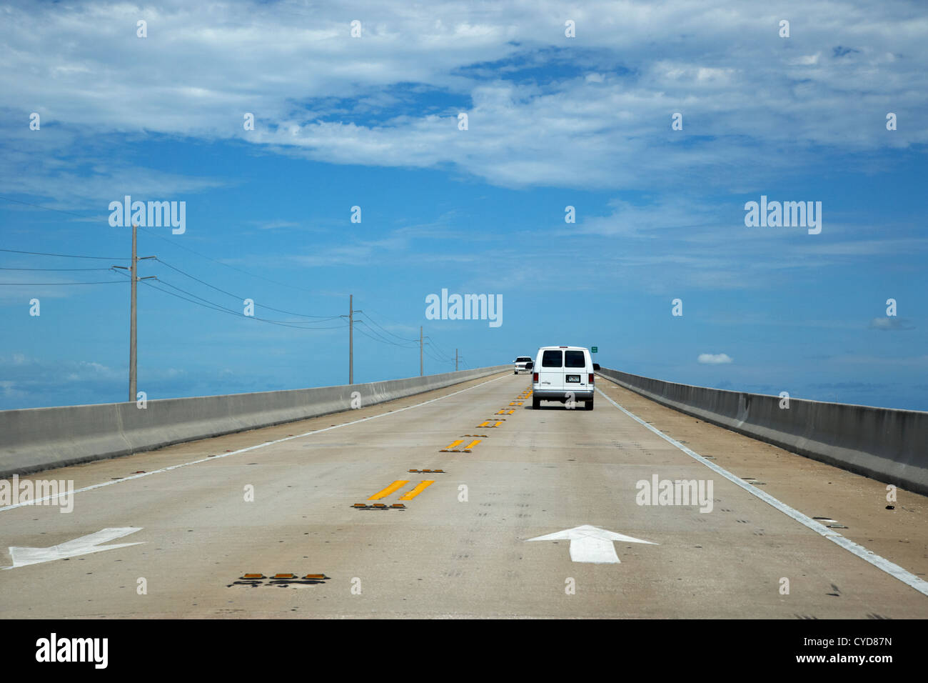 driving over new seven mile marathon bridge along us route one overseas highway florida keys usa Stock Photo