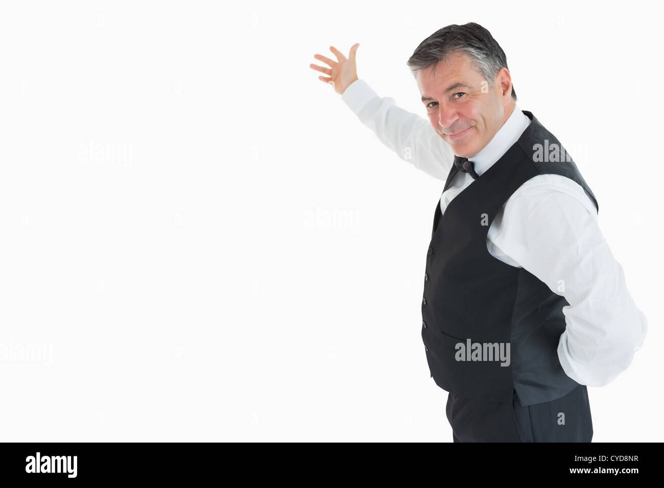 Waiter showing something Stock Photo