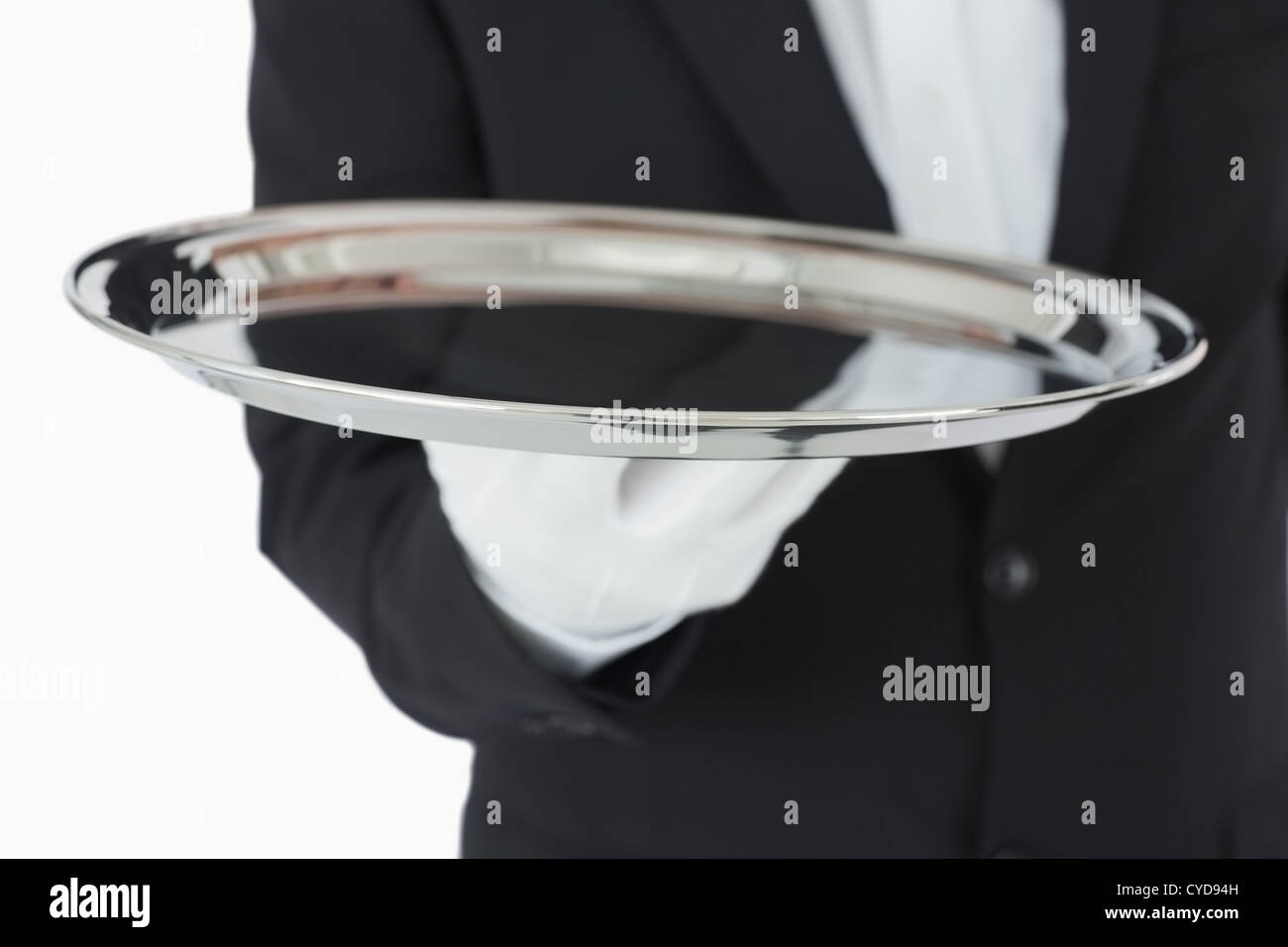 Waiter holding tray high hi-res stock photography and images - Alamy