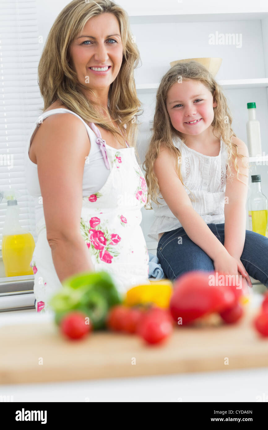 Smiling mother and daughter Stock Photo