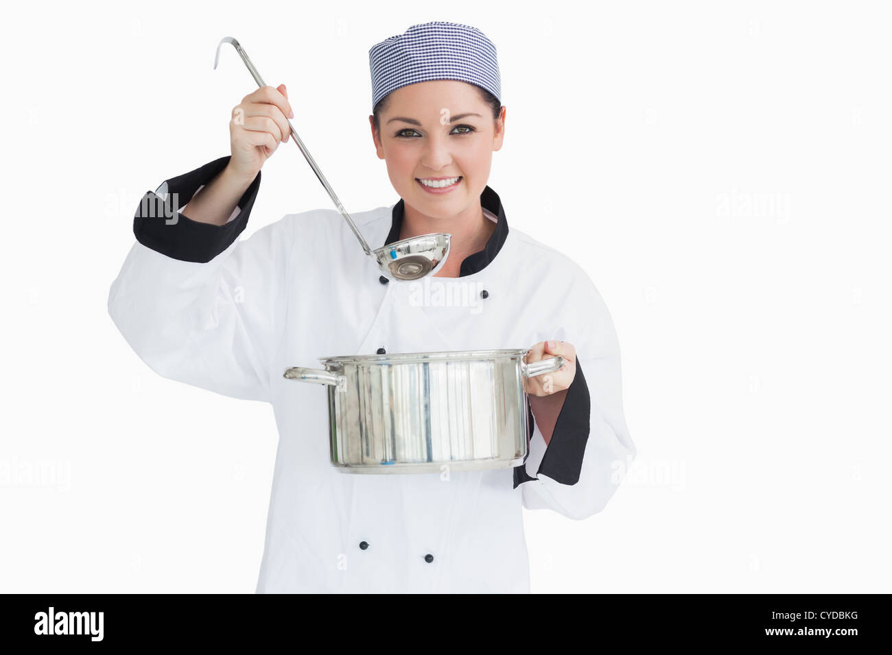 Cook with a ladle and a pot Stock Photo - Alamy