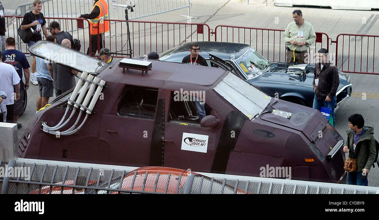 Nov 1,2012. Las Vegas NV. Tornado-videos the ''Dominator'' that was  Discovery channel's storm chaser series on display during the third day of the 2012 SEMA auto show in Las Vegas. Photo by Gene Blevins/LA Daily News/ZumaPress (Credit Image: © Gene Blevins/ZUMAPRESS.com) Stock Photo
