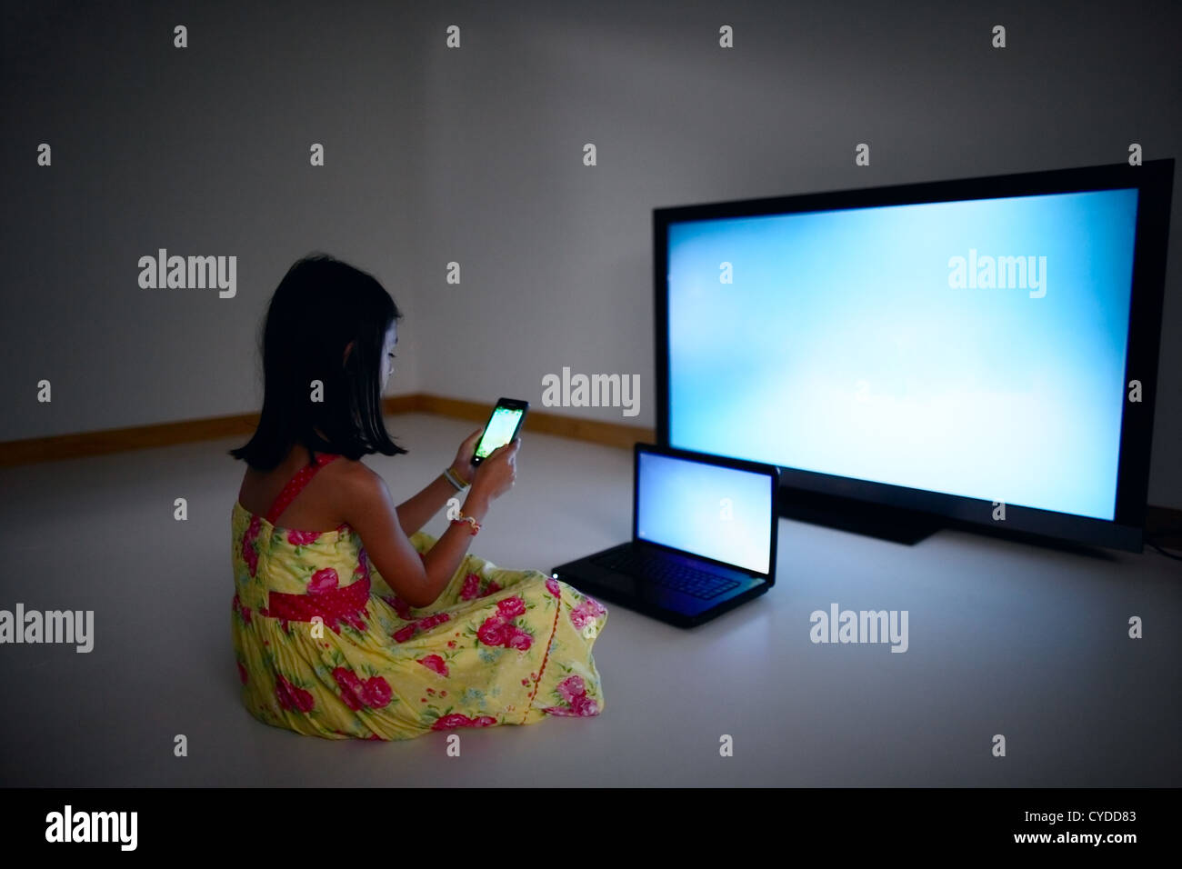 Smartphone, laptop, television. Stock Photo