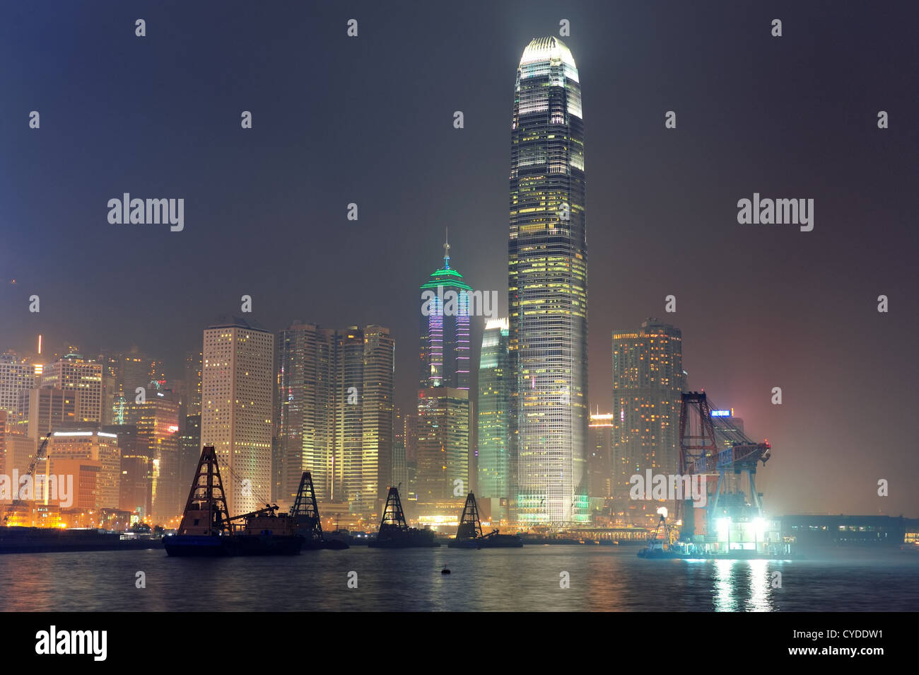 Hong Kong urban skyline panorama at night Stock Photo - Alamy
