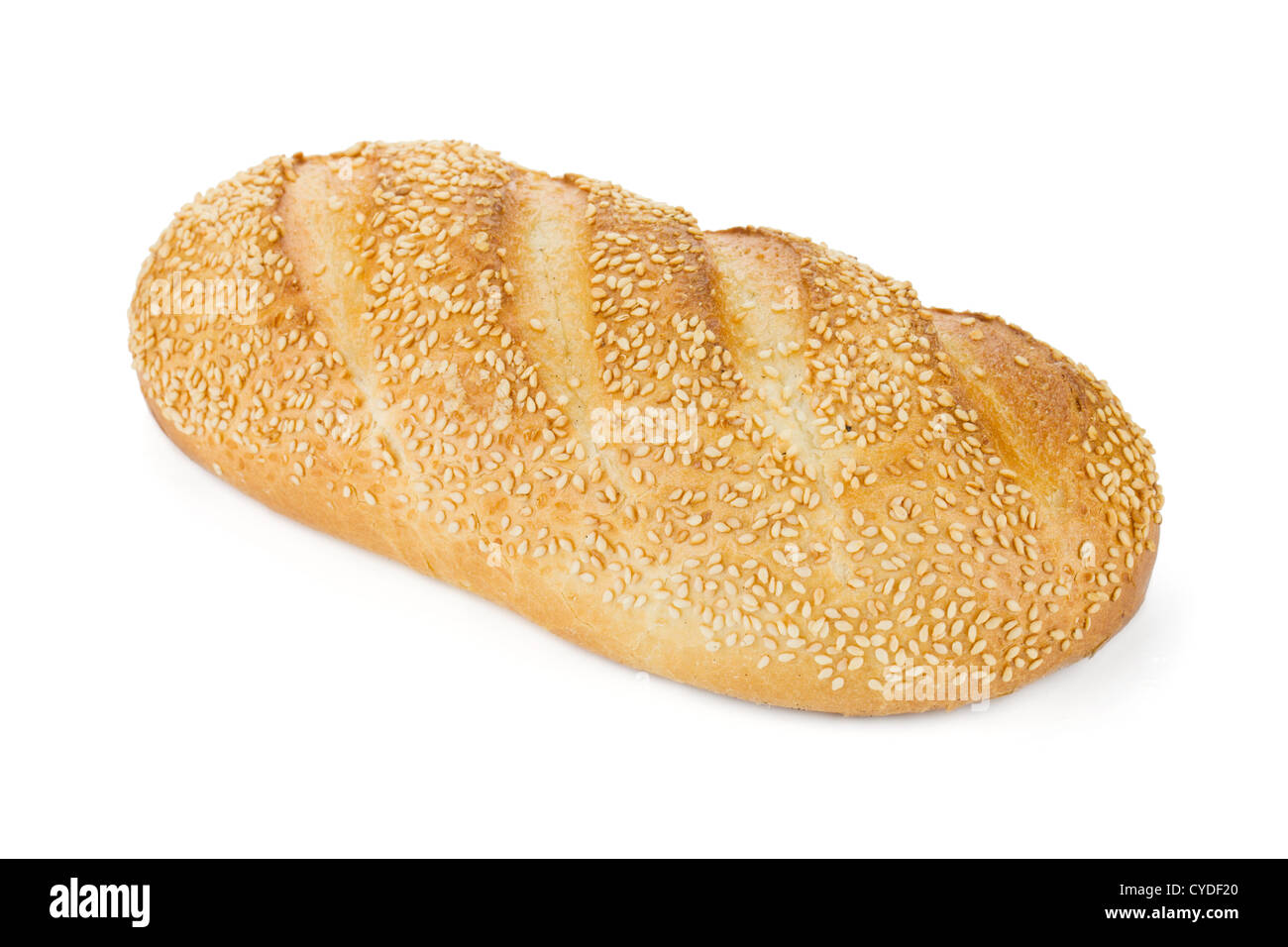 White bread with sesame. Isolated on white background Stock Photo