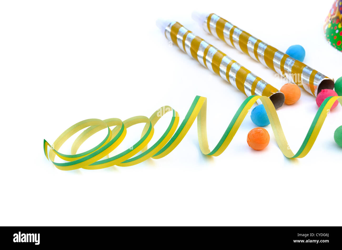 different party favors on white background Stock Photo Alamy