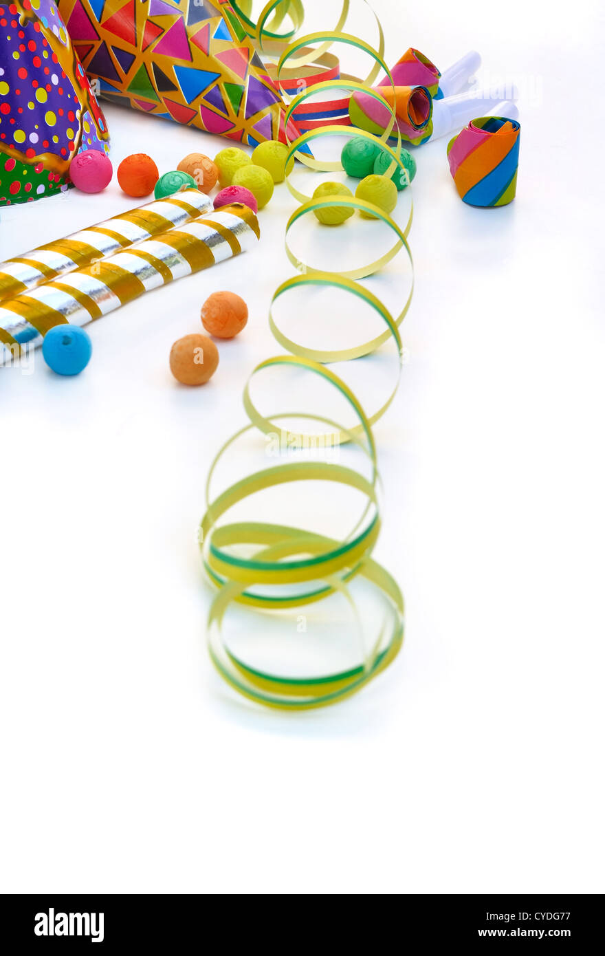 different party favors on white background Stock Photo Alamy