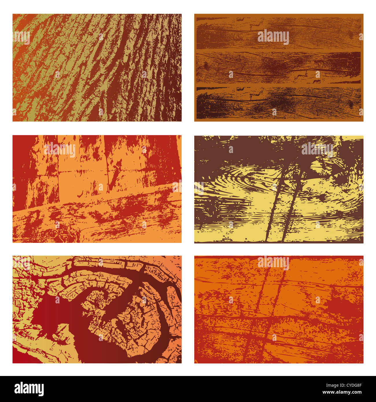 Set of six background textures of different types of wood Stock Photo