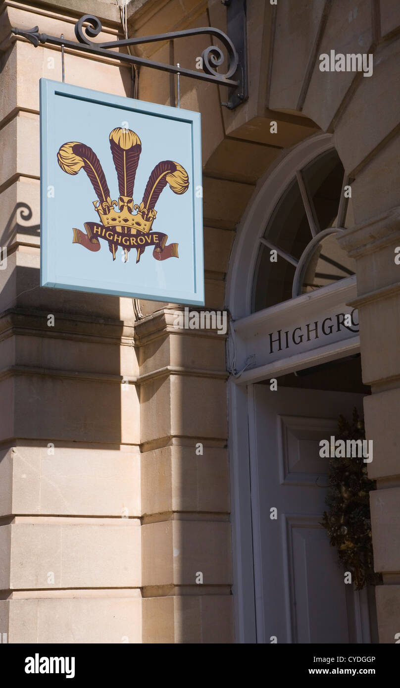 Highgrove shop sign, Bath, Somerset, England Stock Photo