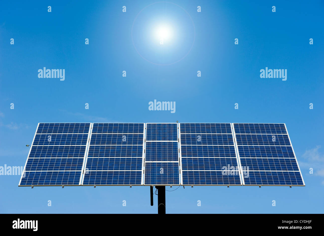 Sun panel illuminated by the sun Stock Photo