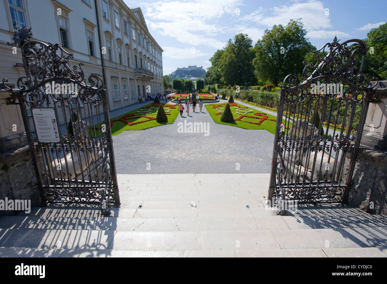 A part of the Mirabell gardens in Salzburg. A scene from the hollywood movie 'The Sound of Music' was shot here. Stock Photo