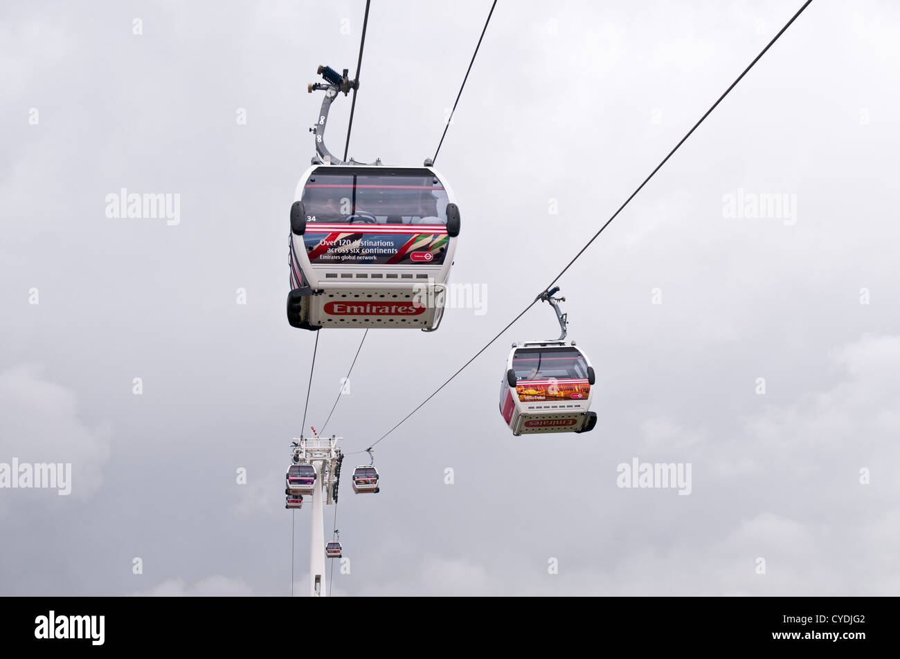 Emirates Air Line cable car connecting Royal Docks and Greenwich ...