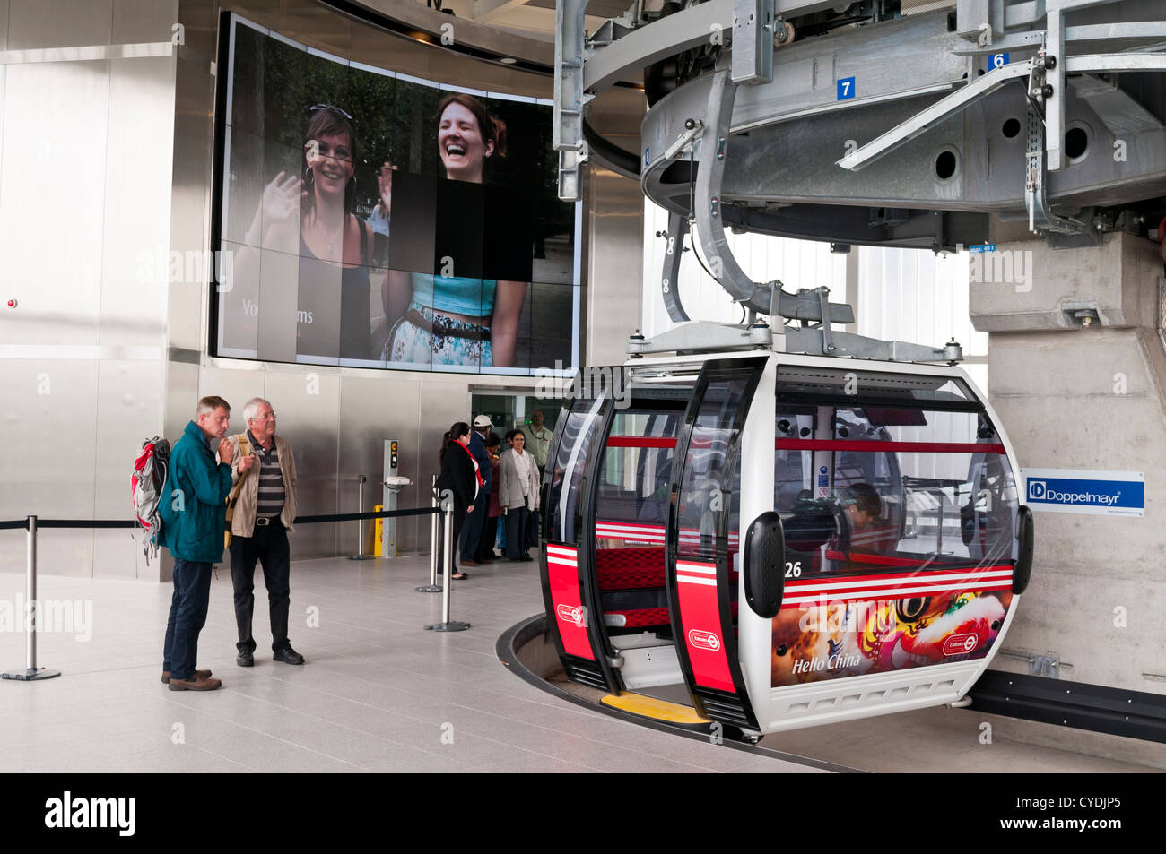 Emirates Air Line cable car connecting Royal Docks and Greenwich ...