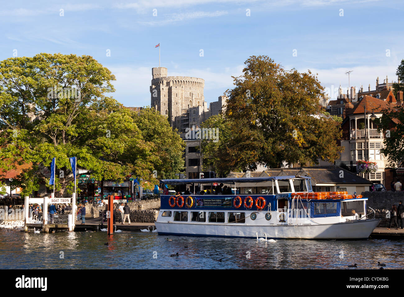 Tourist boat on the River Thames at Windsor Castle, Windsor and