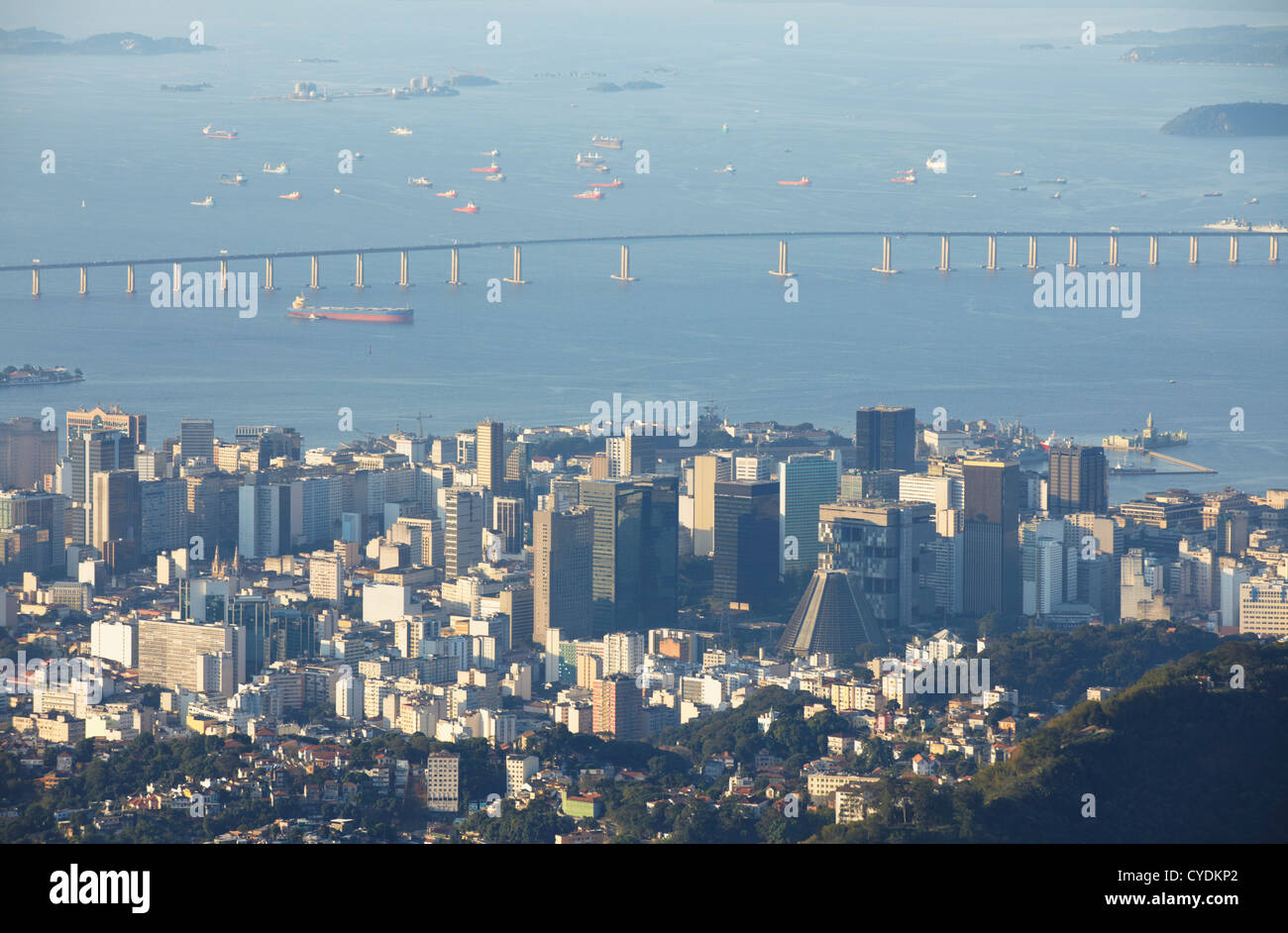 View of city centre and RioNiteroi Bridge, Rio de Janeiro, Brazil