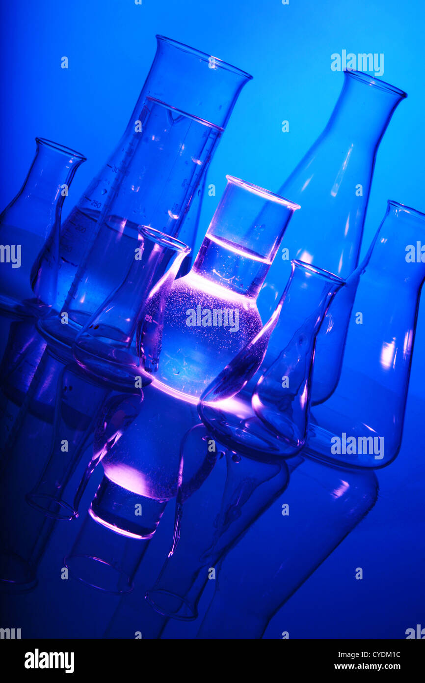 Labor Scenes Labor scene with testtubes and beaker Stock Photo - Alamy