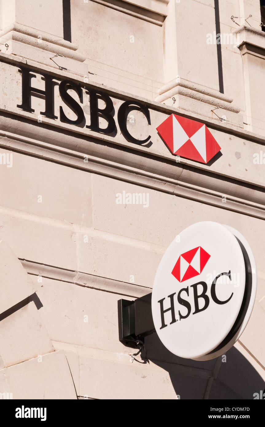 HSBC logo and sign, UK Stock Photo