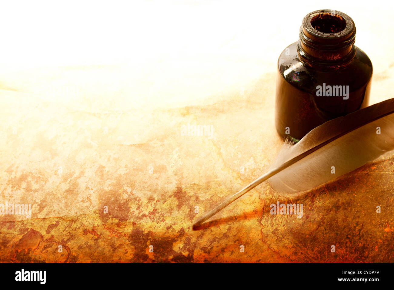 Feather and ink bottle Stock Photo Alamy