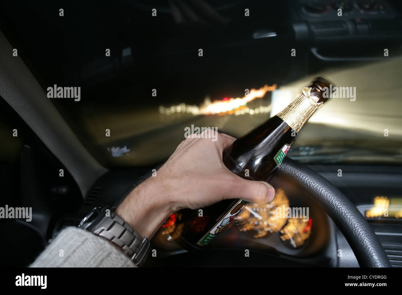 drinking beer while driving car Stock Photo Alamy