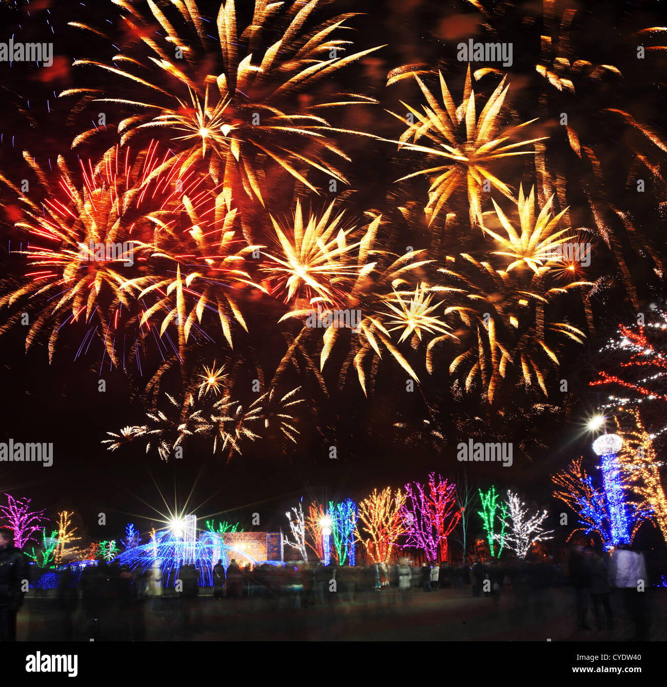 A collage of exploding fireworks Stock Photo
