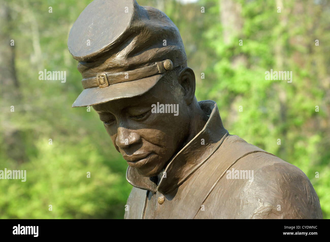 Statue of freed slave in 1st Alabama Colored Regiment at Union Army's