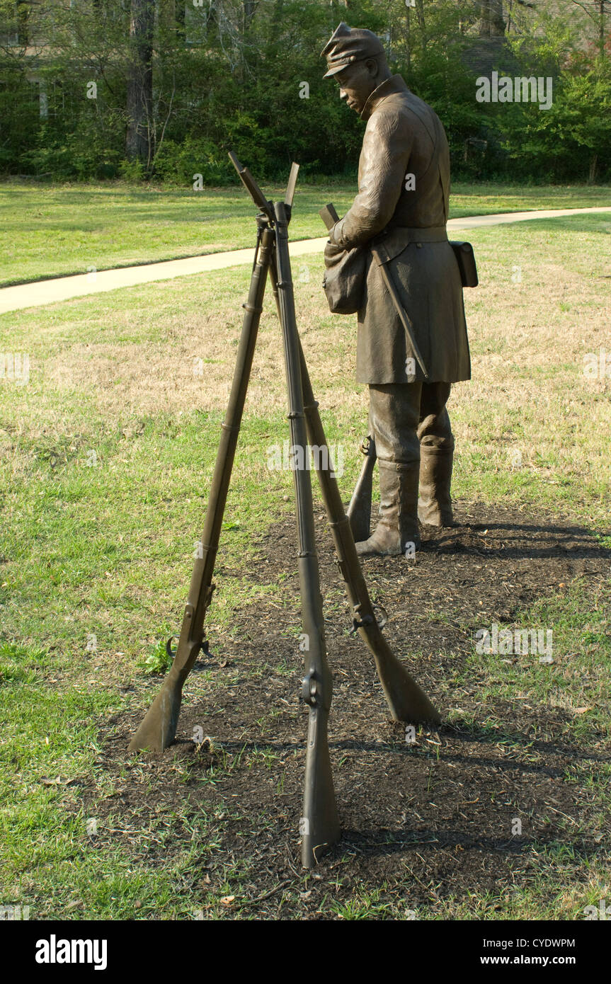 Statue of freed slave in 1st Alabama Colored Regiment at Union Army's Contraband Camp in Corinth Missippi, 1863. Digital photograph Stock Photo