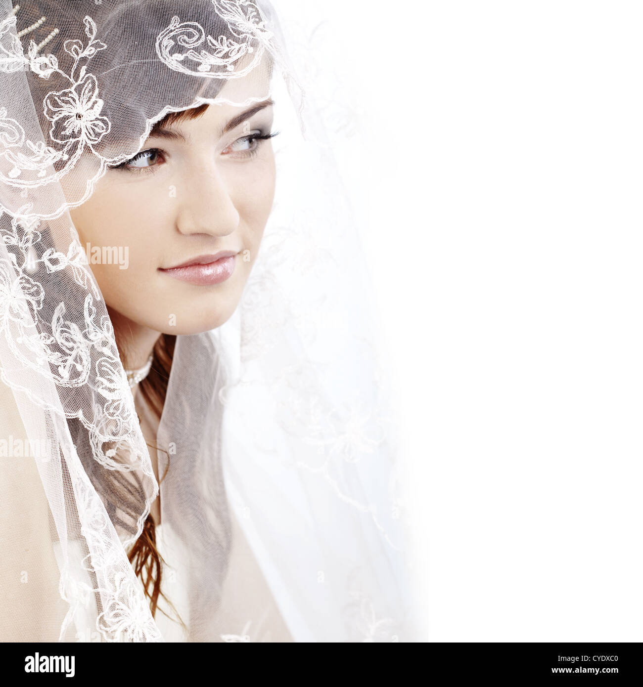 Portrait of beautiful happy bride close-up Stock Photo - Alamy