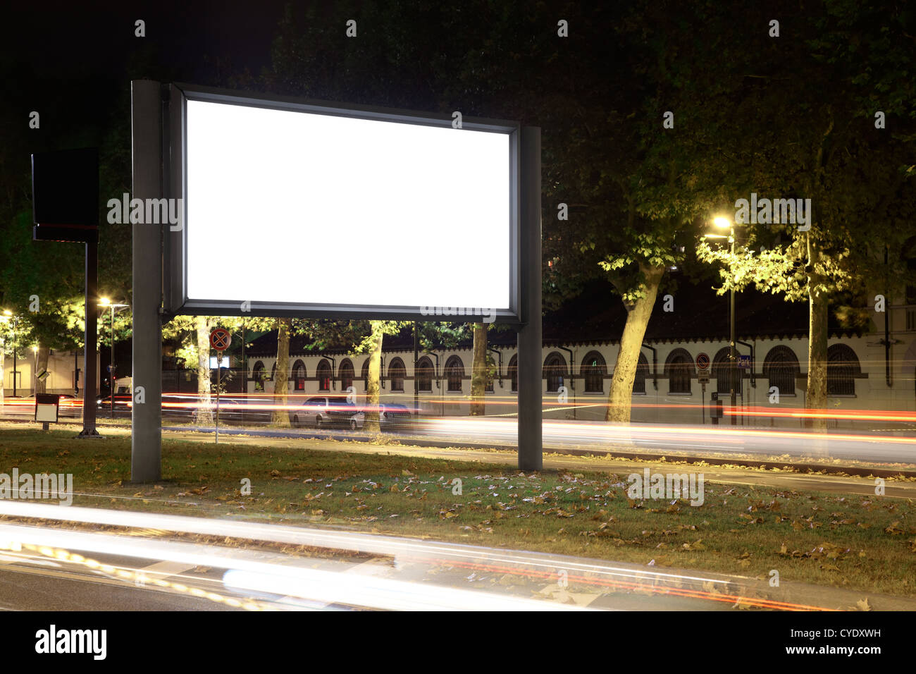 Blank billboard in the city at night Stock Photo