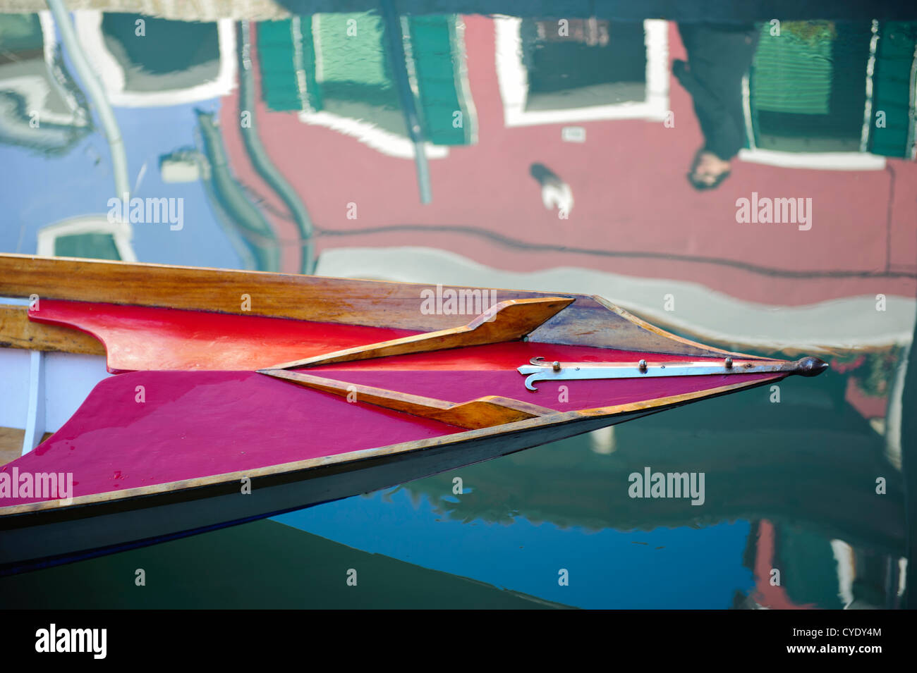 Colorful houses reflected in a water canal of Burano, Venice, Veneto, Italy. Stock Photo