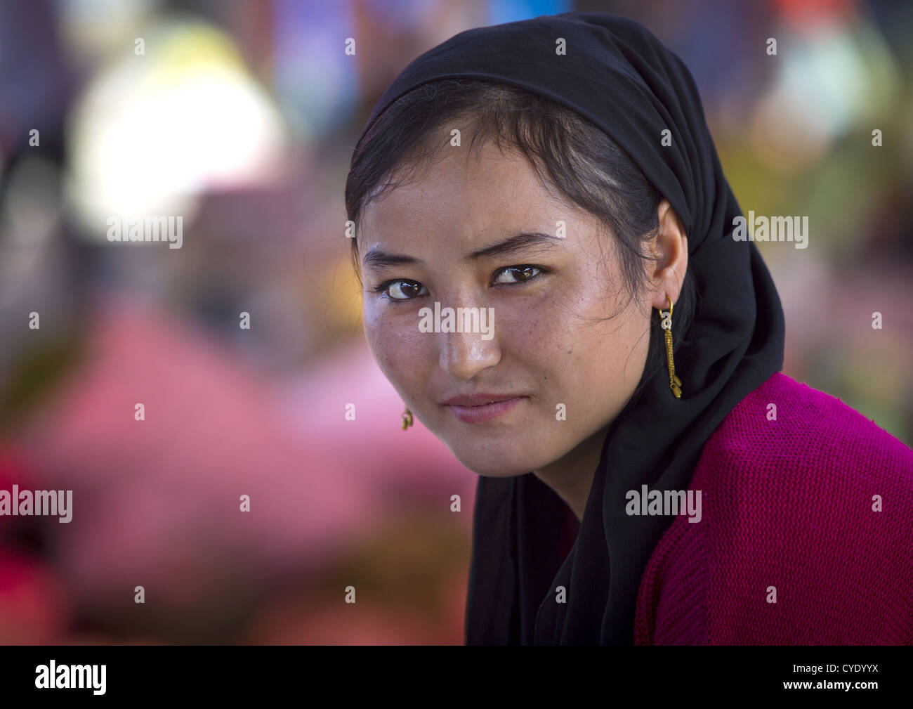 Young Uyghur Woman Serik Buya Market Yarkand Xinjiang Uyghur