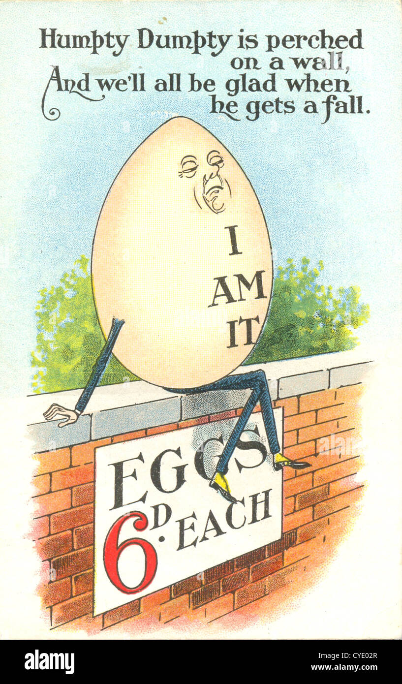 World War One comic postcard about cost of eggs Stock Photo