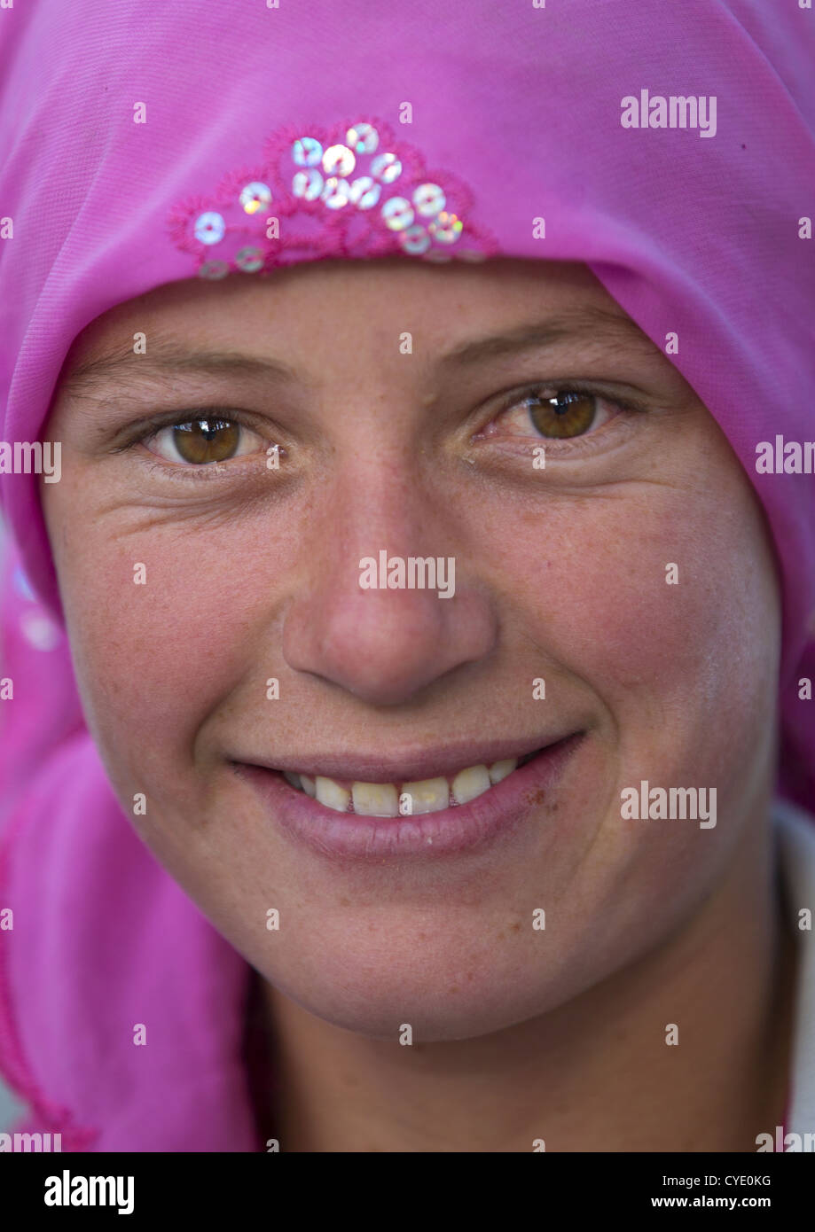 Kyrgyz Woman, Xinjiang Uyghur Autonomous Region, China Stock Photo