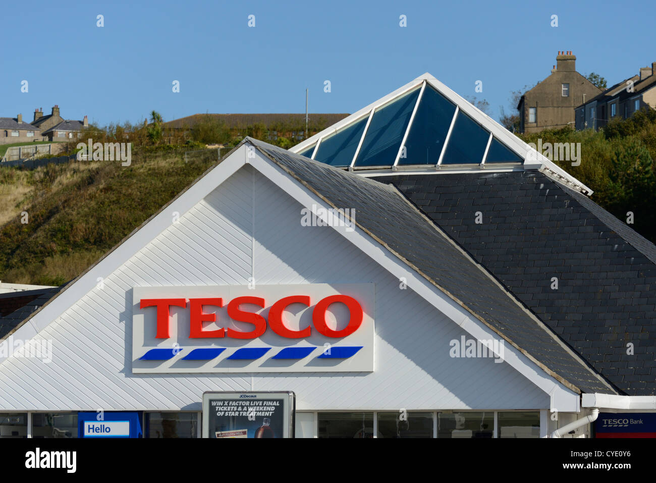 Tesco supermarket facade. Bransty Row, North Shore, Whitehaven, Cumbria